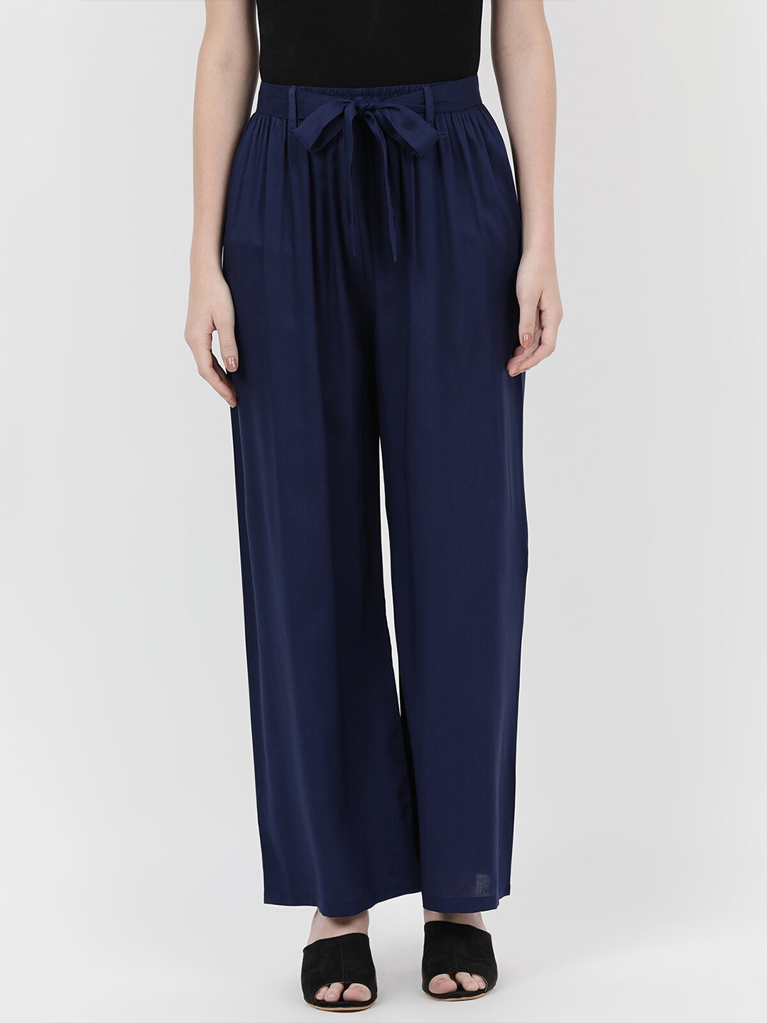

V2 Value & Variety Women Navy Blue Knitted Palazzos