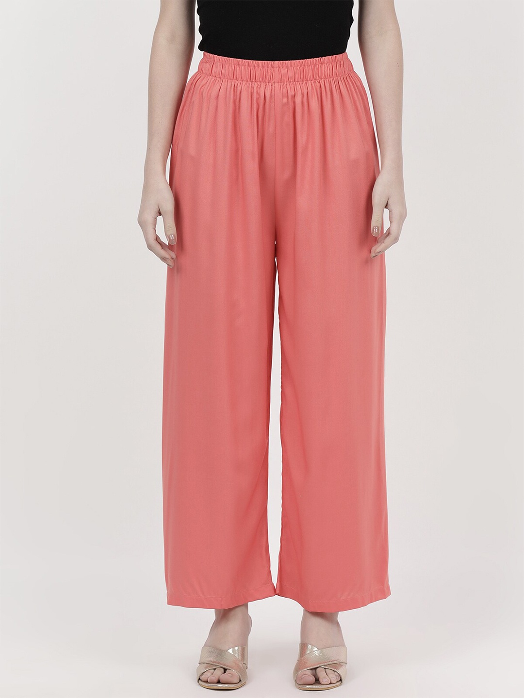 

V2 Value & Variety Women Rust Solid Straight Fit Palazzo