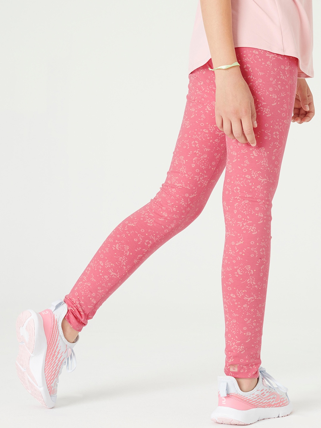 

Domyos By Decathlon Girls Pink Printed Cotton Leggings