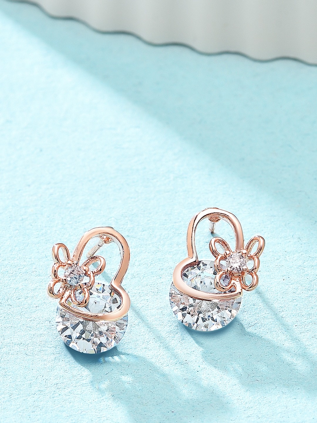 

AMI Rose Gold Contemporary Rose-Gold-Plated Studs Earrings