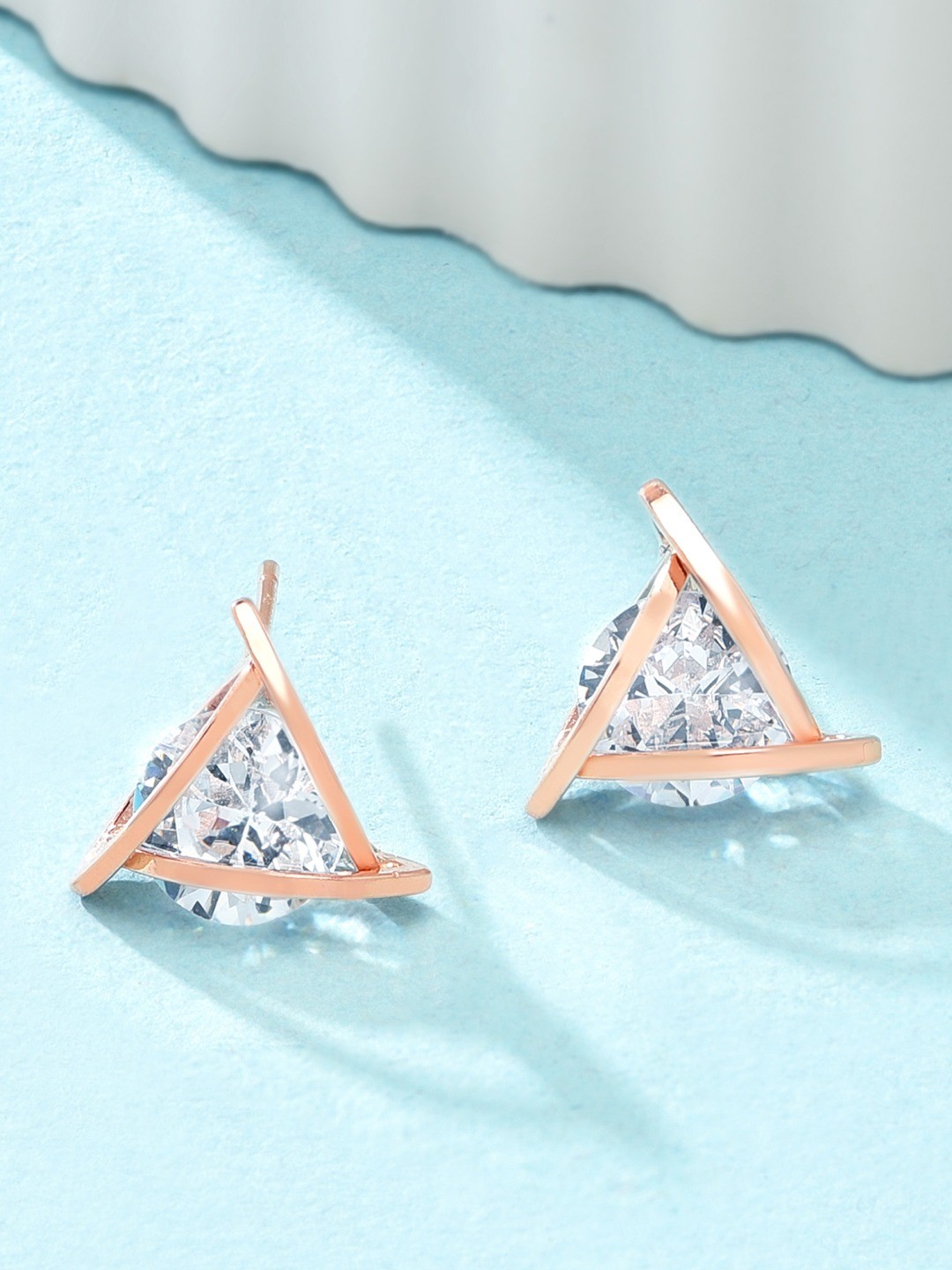 

AMI Rose Gold Plated Triangular Studs Earrings