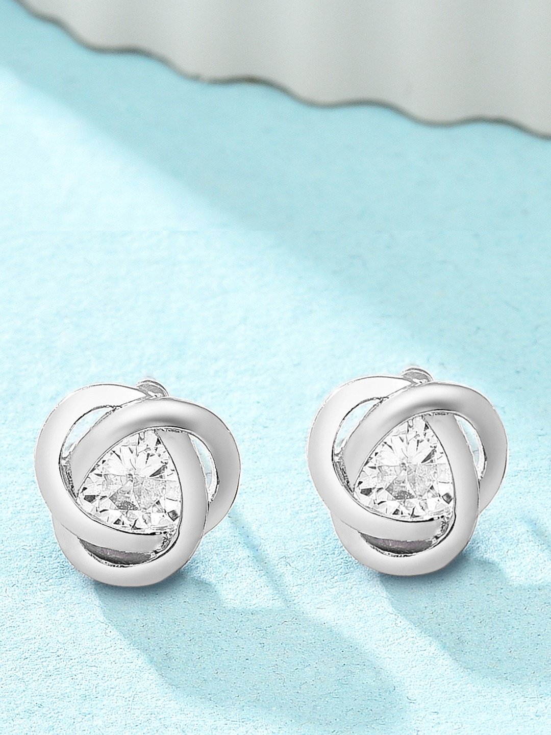 

AMI Silver-Plated CZ Studded Contemporary Studs Earrings