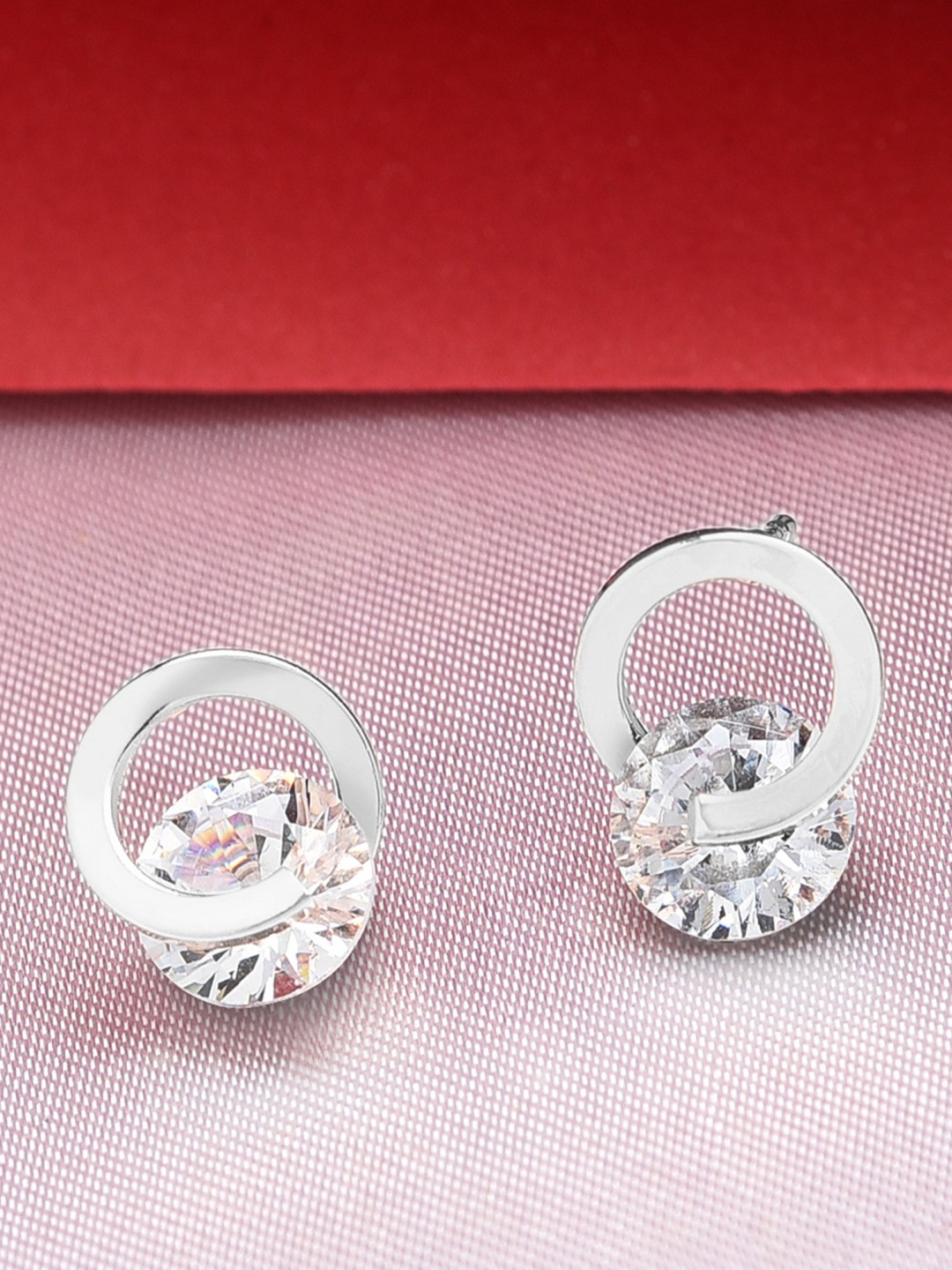 

AMI Silver-Toned Contemporary Studs Earrings