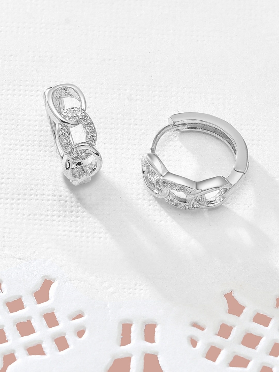 

AMI Silver-Toned Contemporary Silver-Plated Hoop Earrings