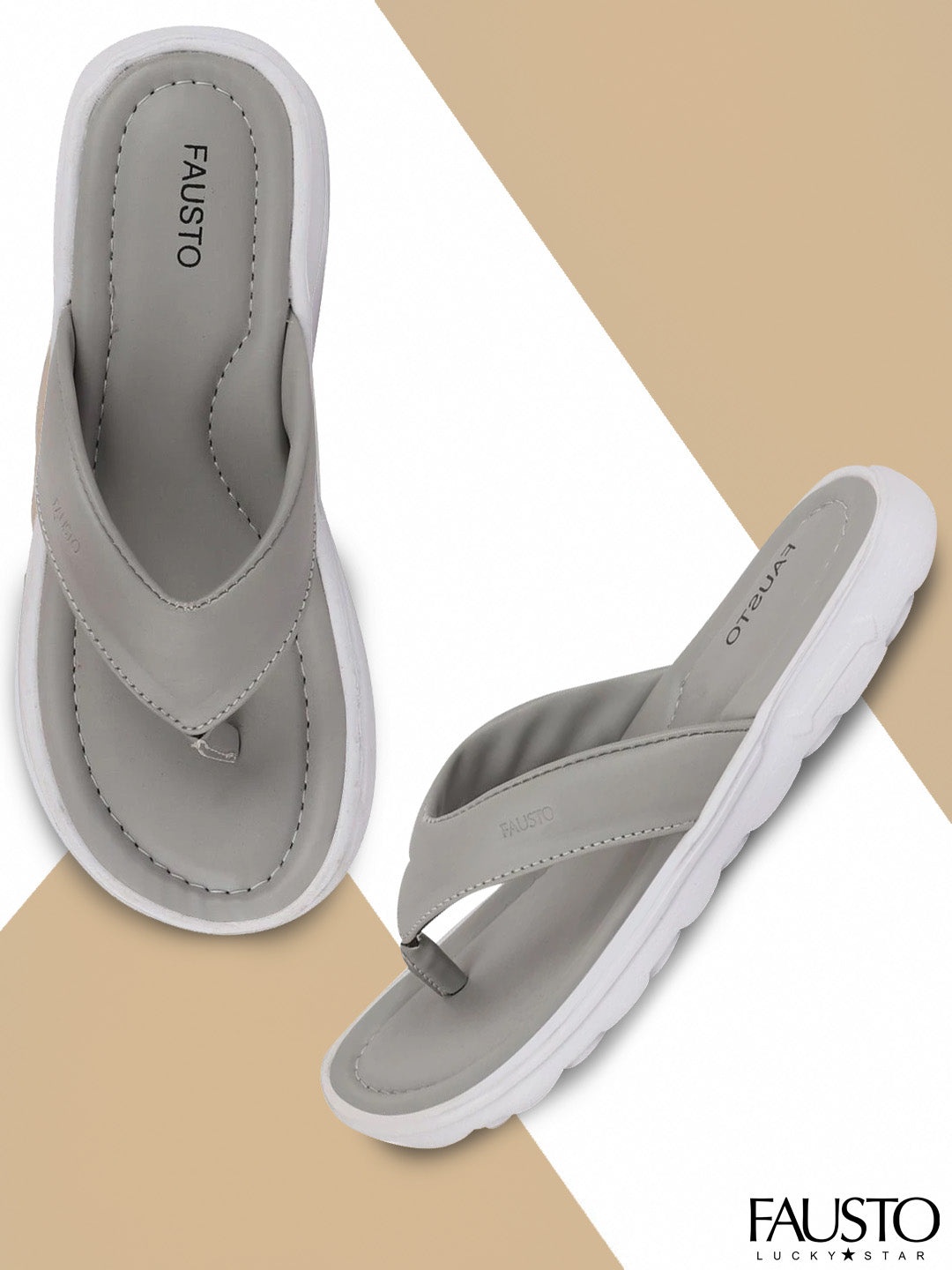 

FAUSTO Women Grey Thong Flip-Flops