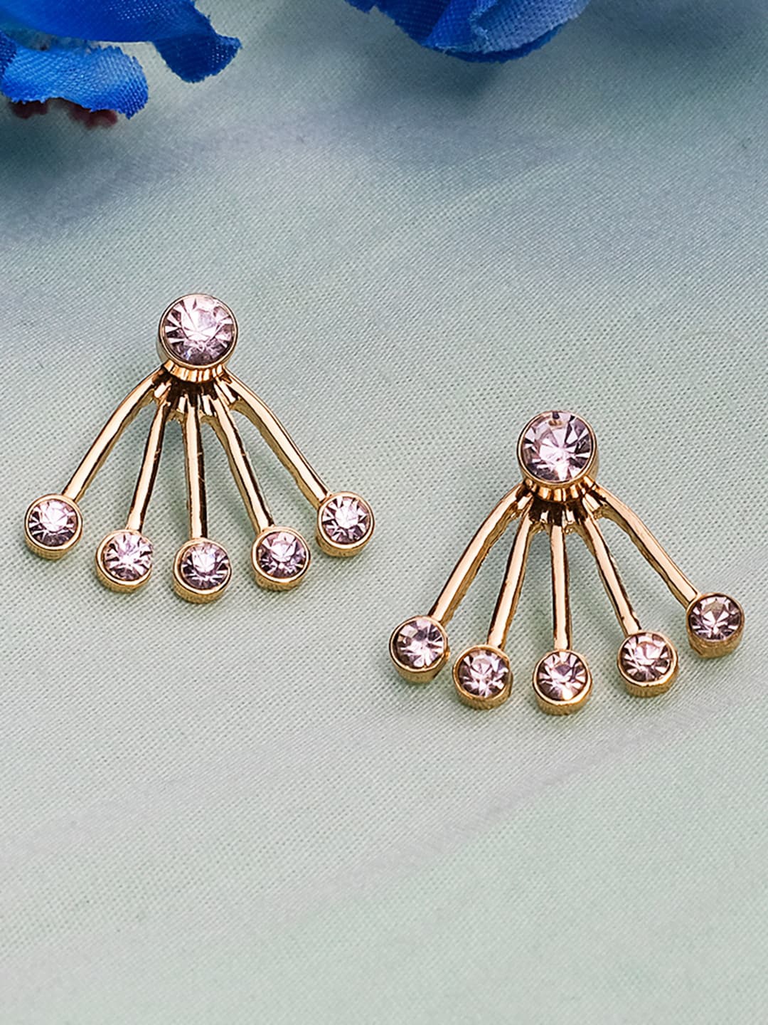 

Lilly & sparkle Gold-Plated Pink Stone-Studded Contemporary Studs Earrings