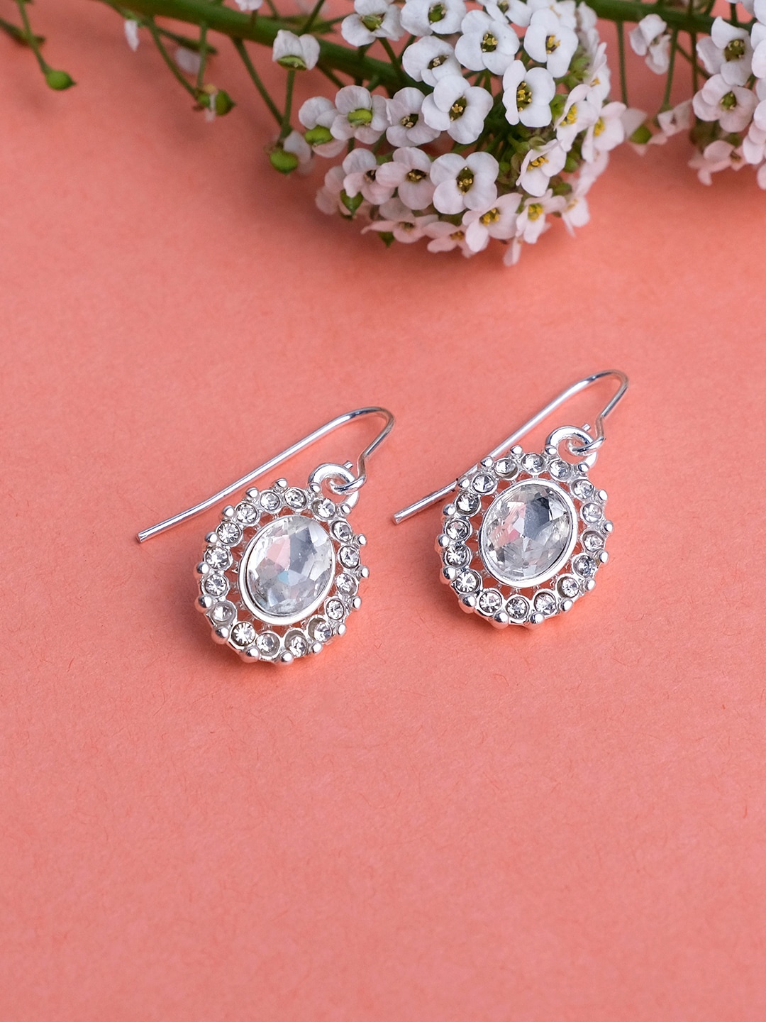 

Lilly & sparkle Silver-Toned Contemporary Silver-Plated Studs Earrings