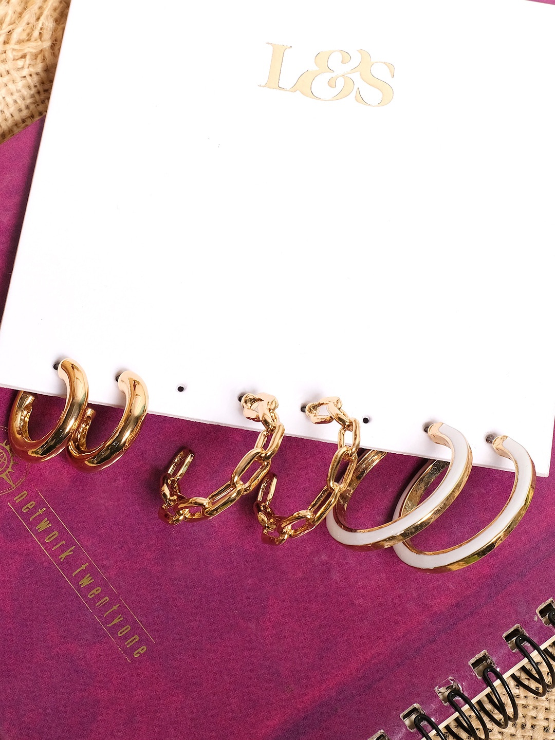 

Lilly & sparkle Set Of 3 Gold-Plated Contemporary Studs Earrings