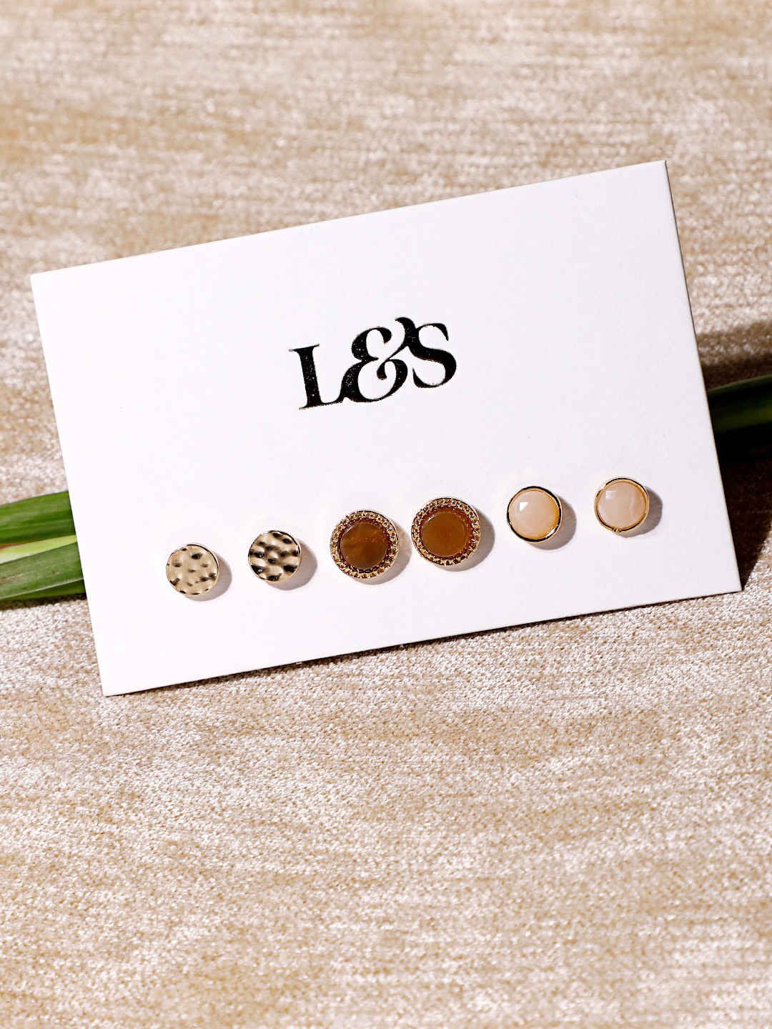 

Lilly & sparkle Set of 3 Multicoloured Gold-Plated Contemporary Studs, Multi