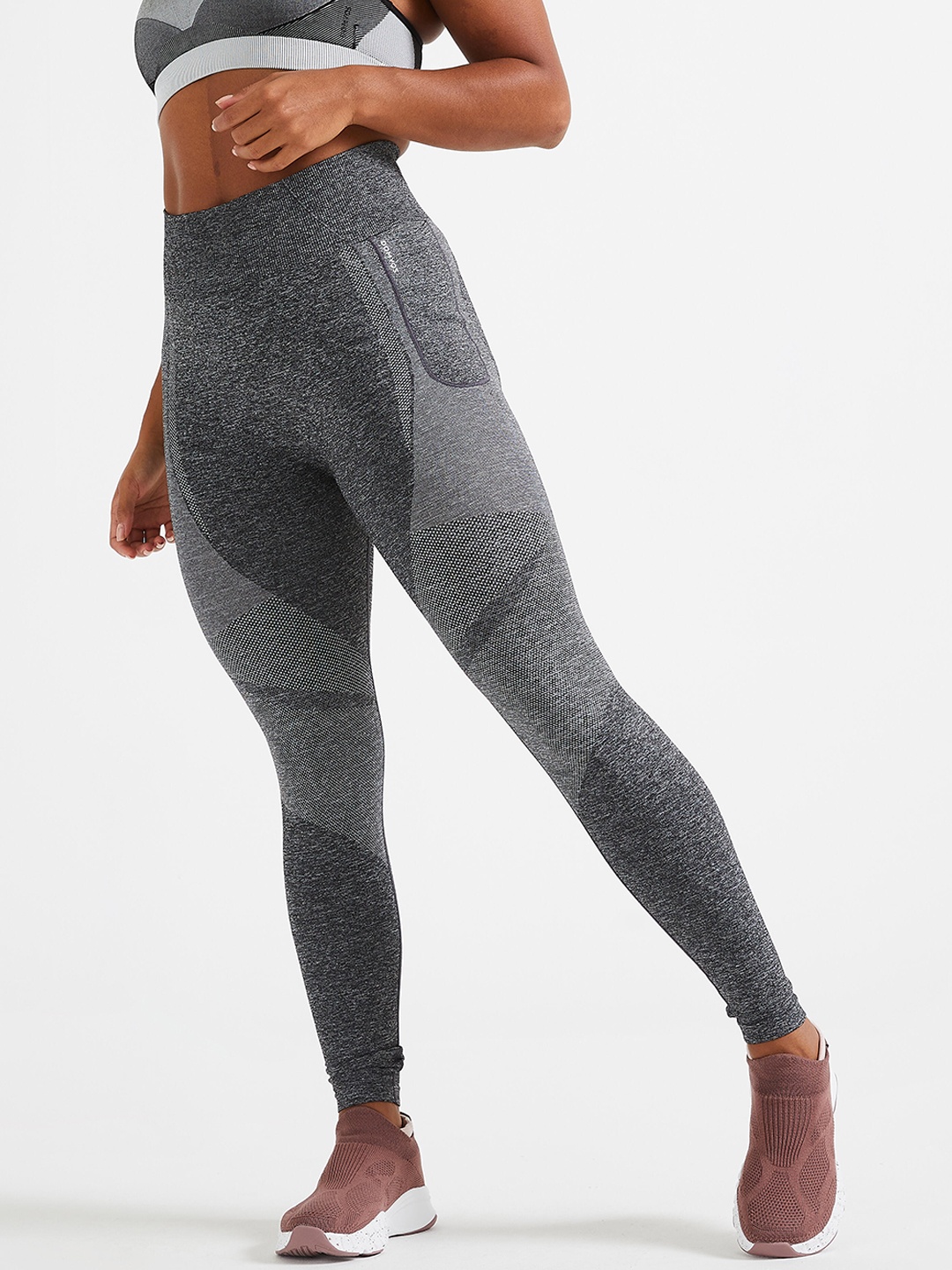 

Domyos By Decathlon Women Grey Seamless Leggings