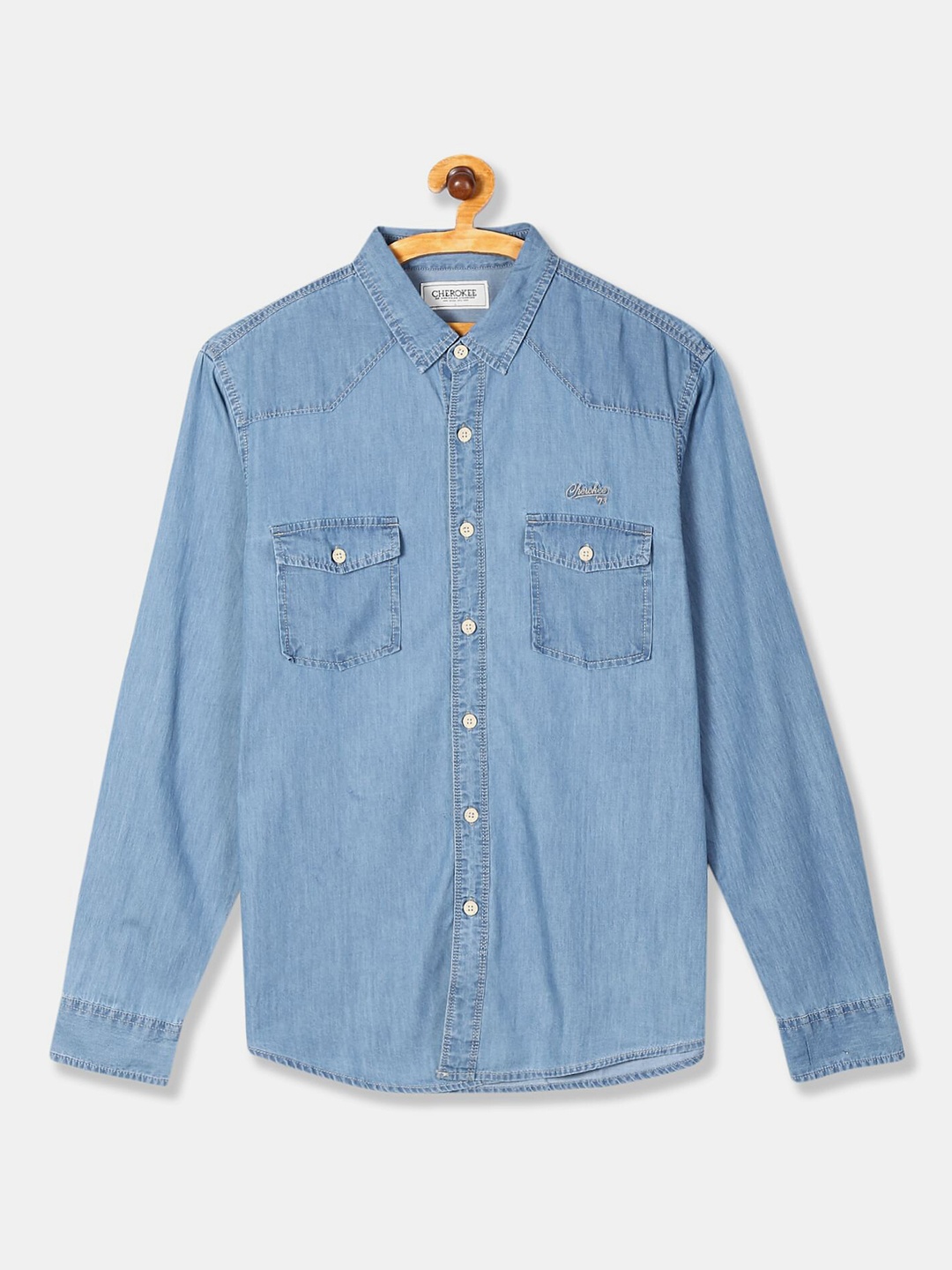 

Cherokee Men Blue Pure Cotton Casual Shirt