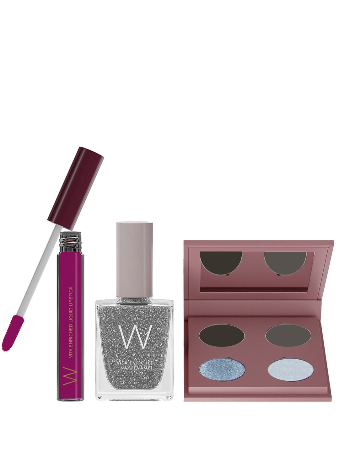 

W Set of Lipstick - Nail Enamel & Eyeshadow Palette - Vegan, Magenta