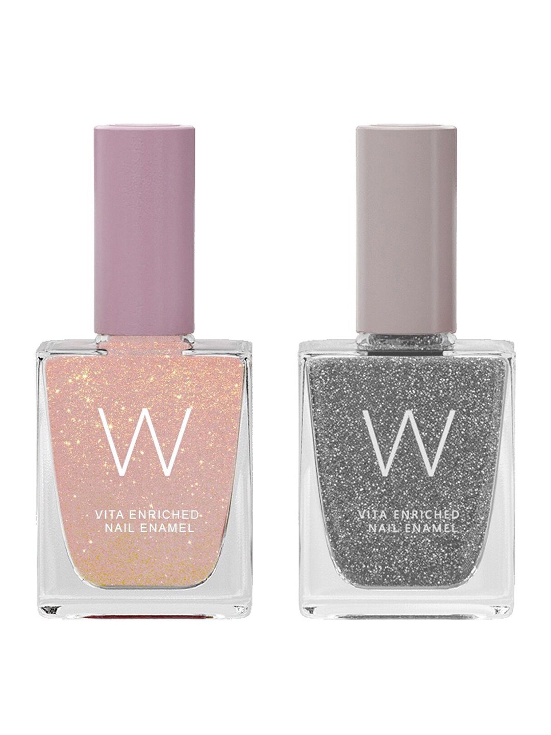 

W Set of 2 Vita Enriched Nail Enamels - Chrome & Dazzle, Peach