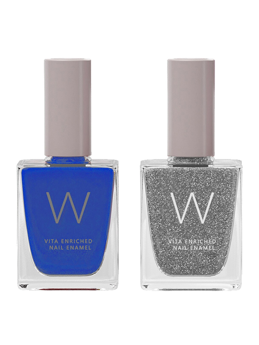 

W Set of 2 Vita Enriched Nail Enamels - Dazzle & Azure, Silver