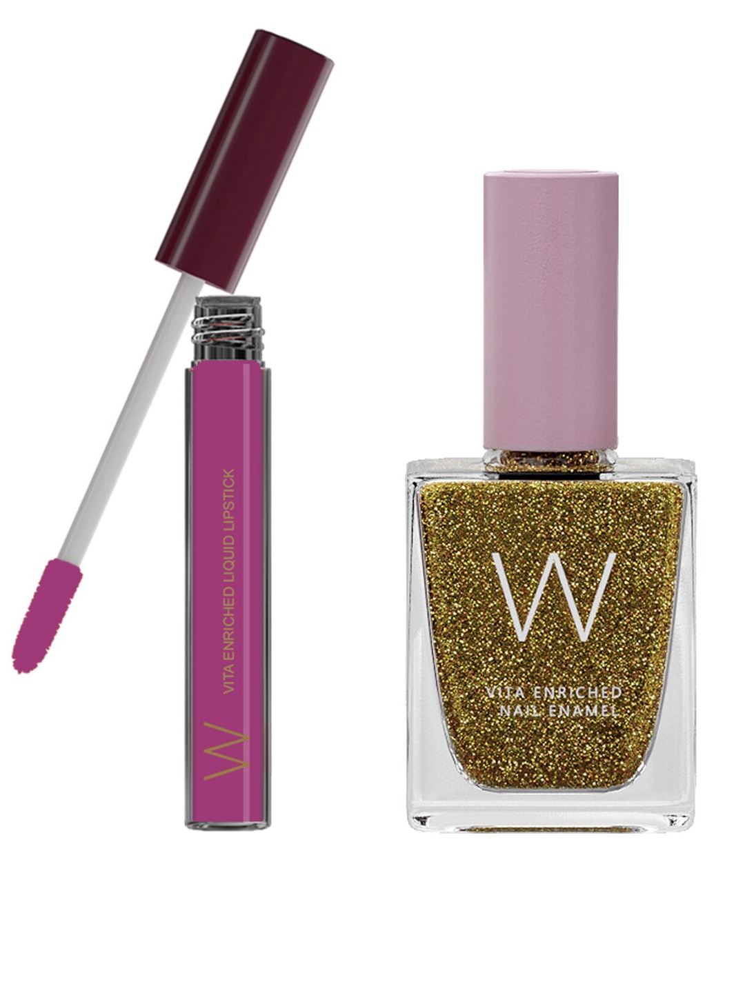 

W Set of Vita Enriched Berry Me Vegan Liquid Lipstick & Luster Nail Enamel, Pink