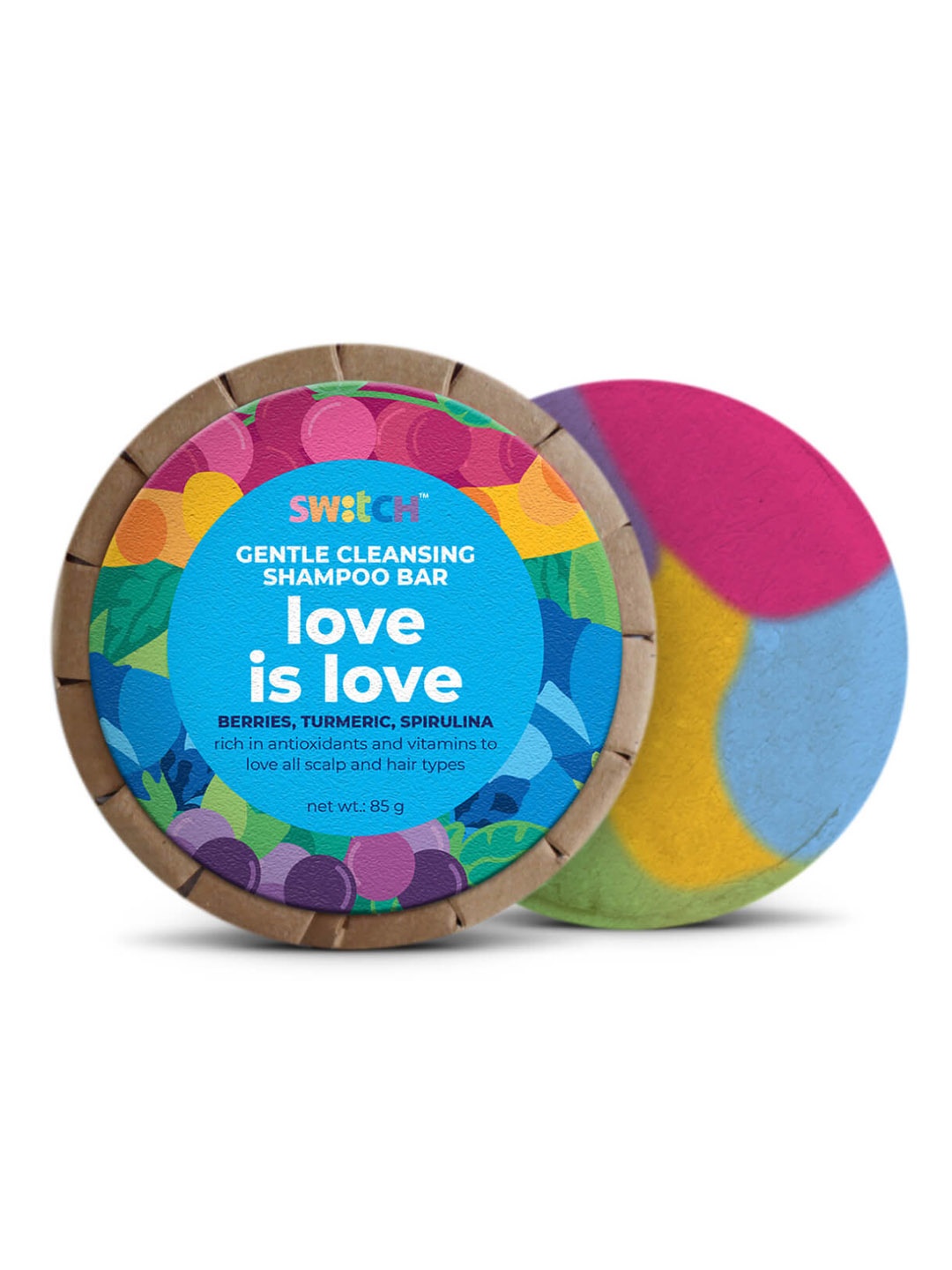 

The Switch Fix Love Is Love Berry, Turmeric & Spirulina Gentle Cleansing Shampoo Bar 85 gm, Multi