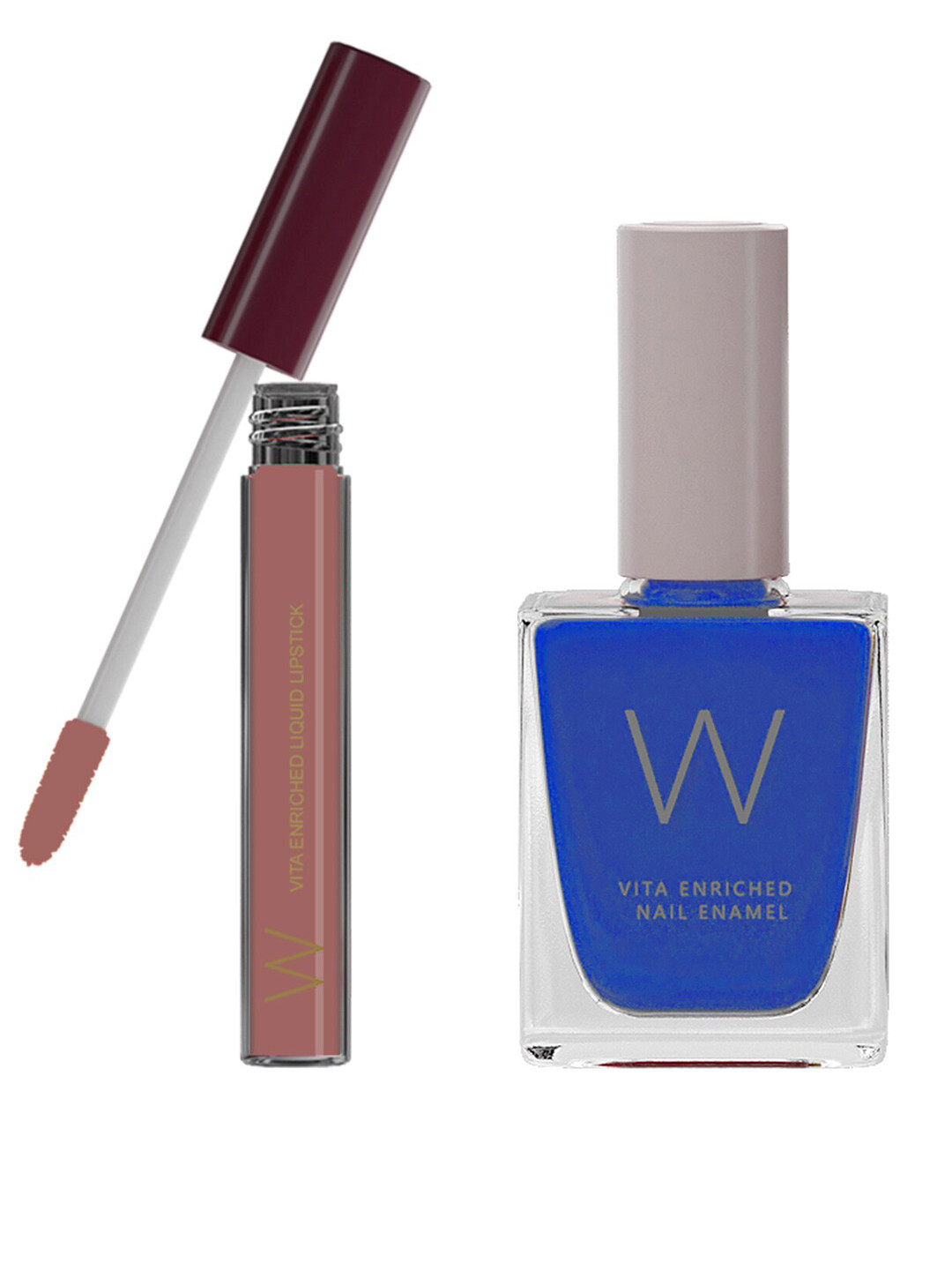 

W Set of Vita Enriched Barely There Vegan Liquid Lipstick & Azure Nail Enamel, Brown