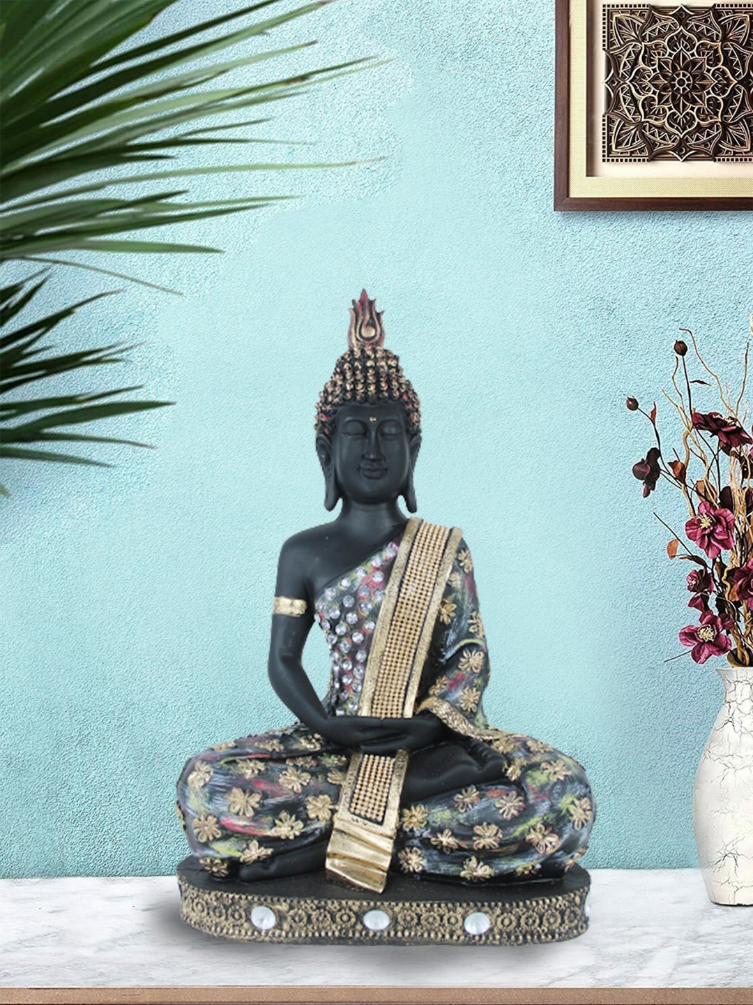 

Wonderland Black & Gold-Toned Buddha Showpiece