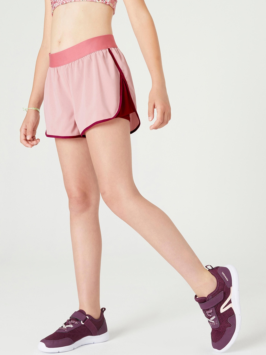 

Domyos By Decathlon Girls Pink & Maroon Sports Shorts