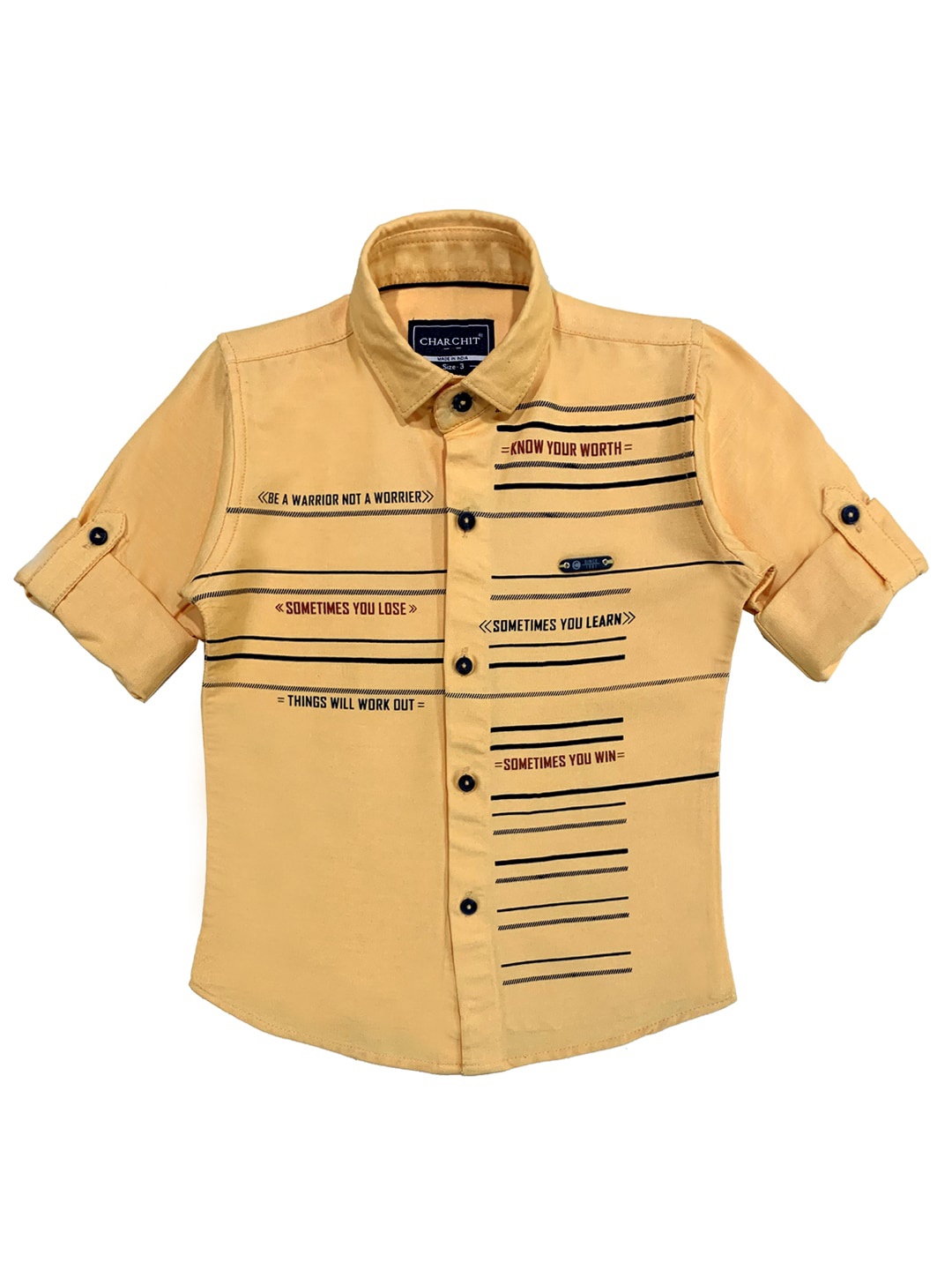 

CAVIO Boys Yellow Printed Party Shirt