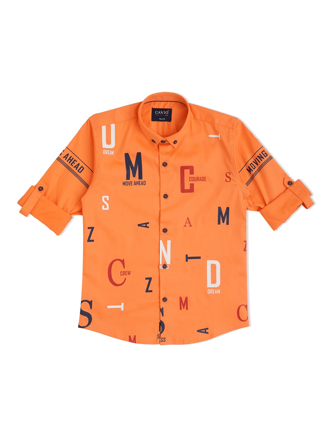 

CAVIO Boys Orange Printed Regular Fit Casual Shirt