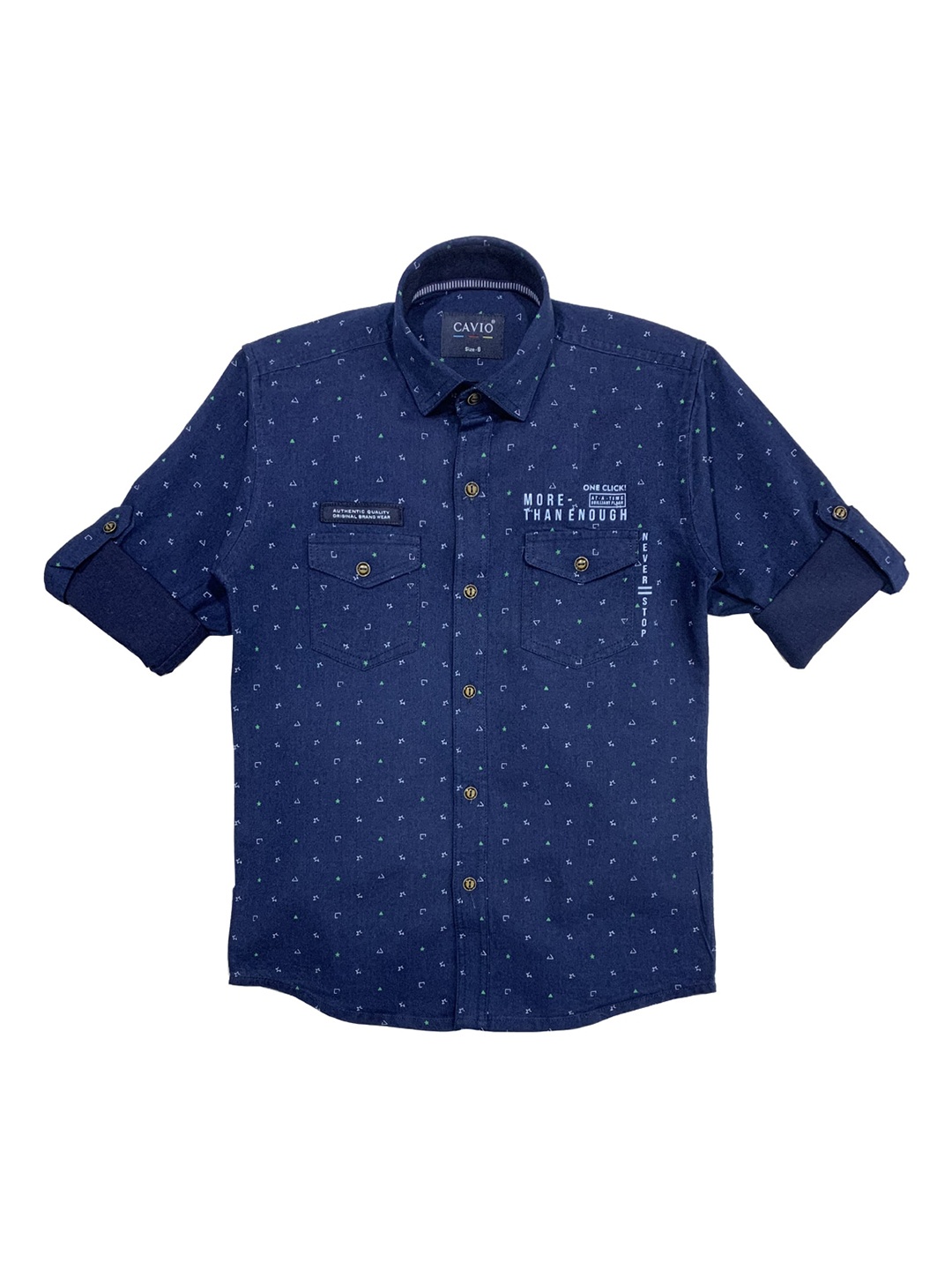 

CAVIO Boys Green Printed Regular Fit Party Shirt