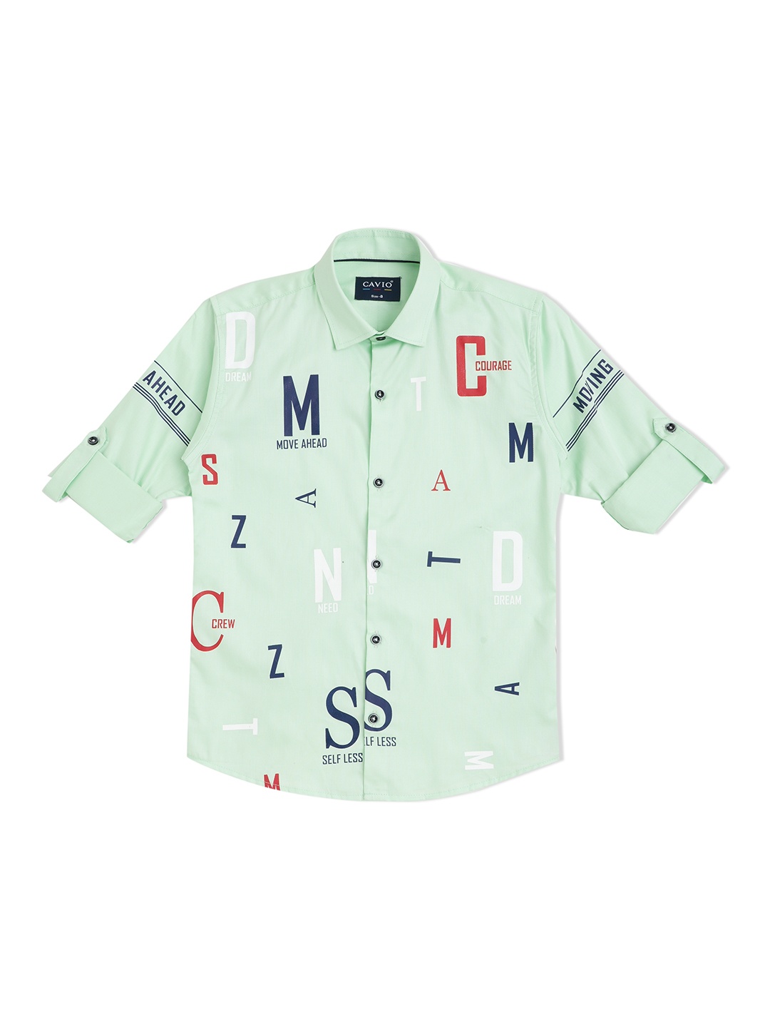 

CAVIO Boys Green Printed Casual Shirt