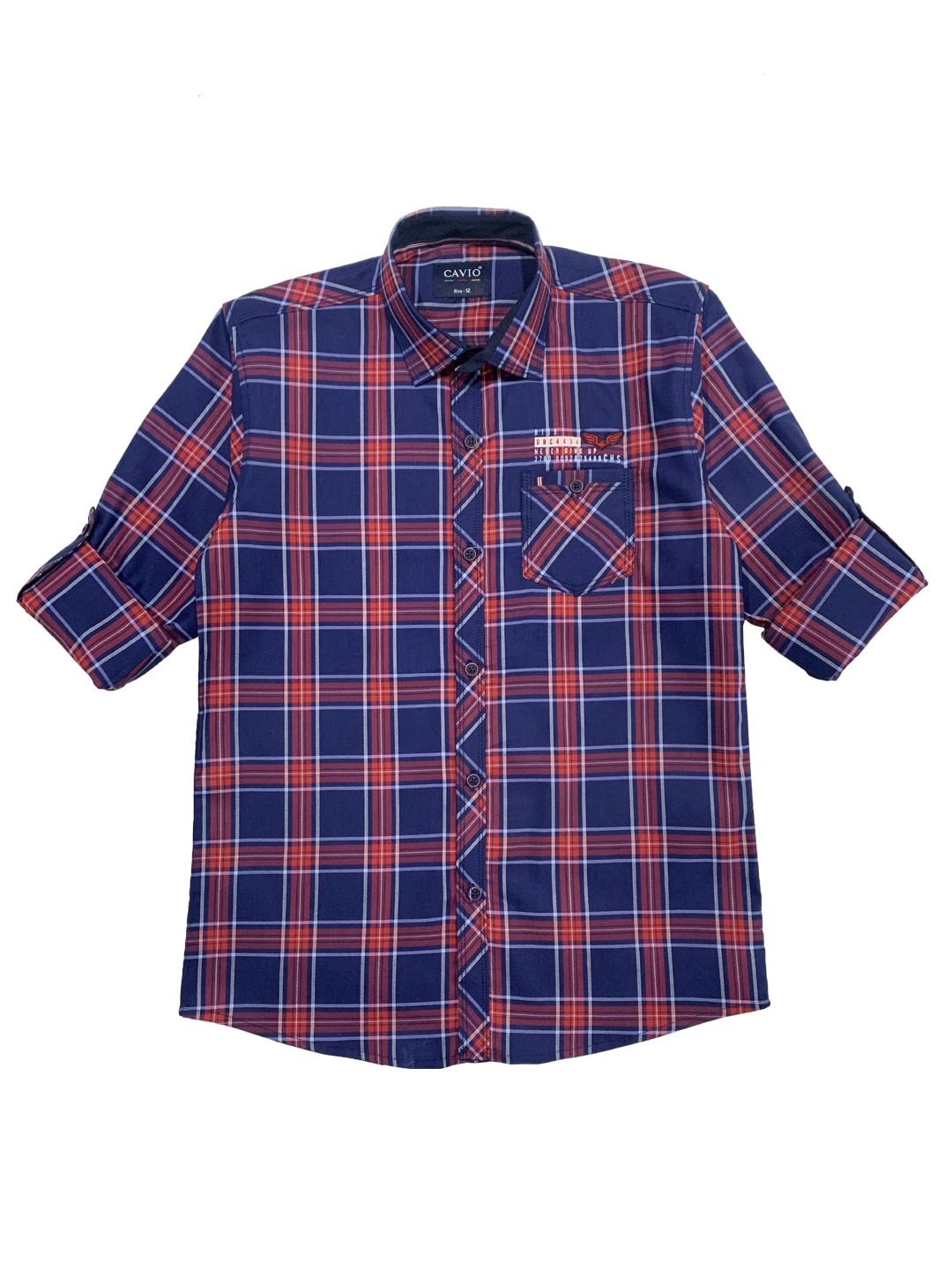 

CAVIO Boys Blue Tartan Checks Checked Party Shirt
