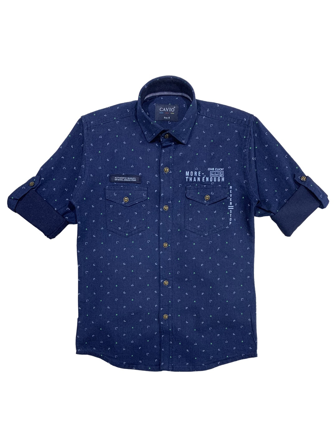 

CAVIO Boys Navy Blue Printed Casual Shirt