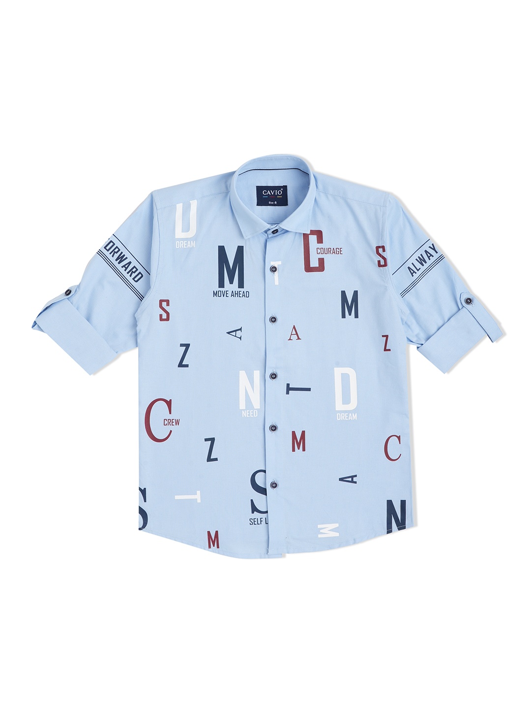 

CAVIO Boys Blue Printed Party Shirt