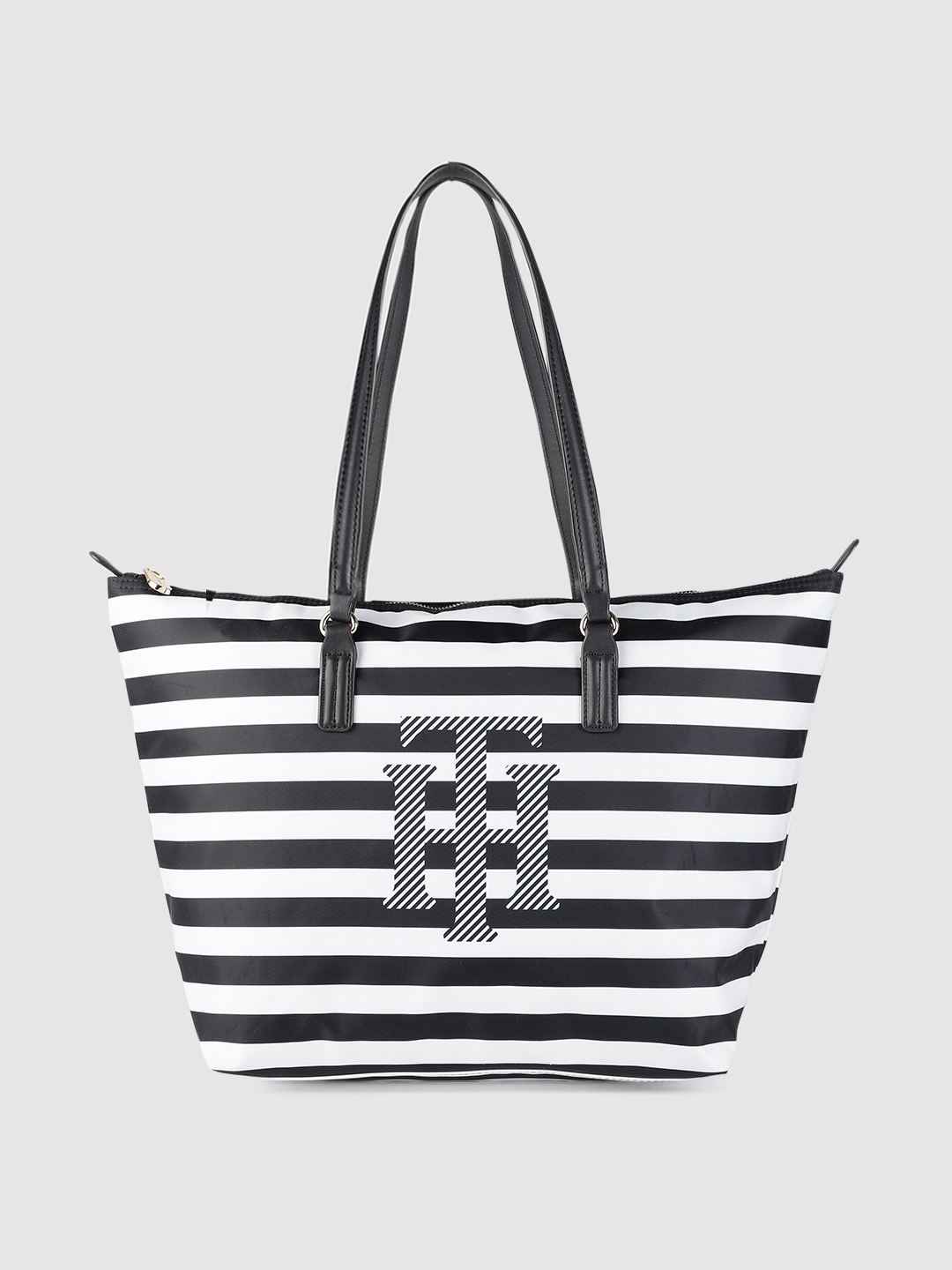 

Tommy Hilfiger Navy Blue Striped Structured Shoulder Bag
