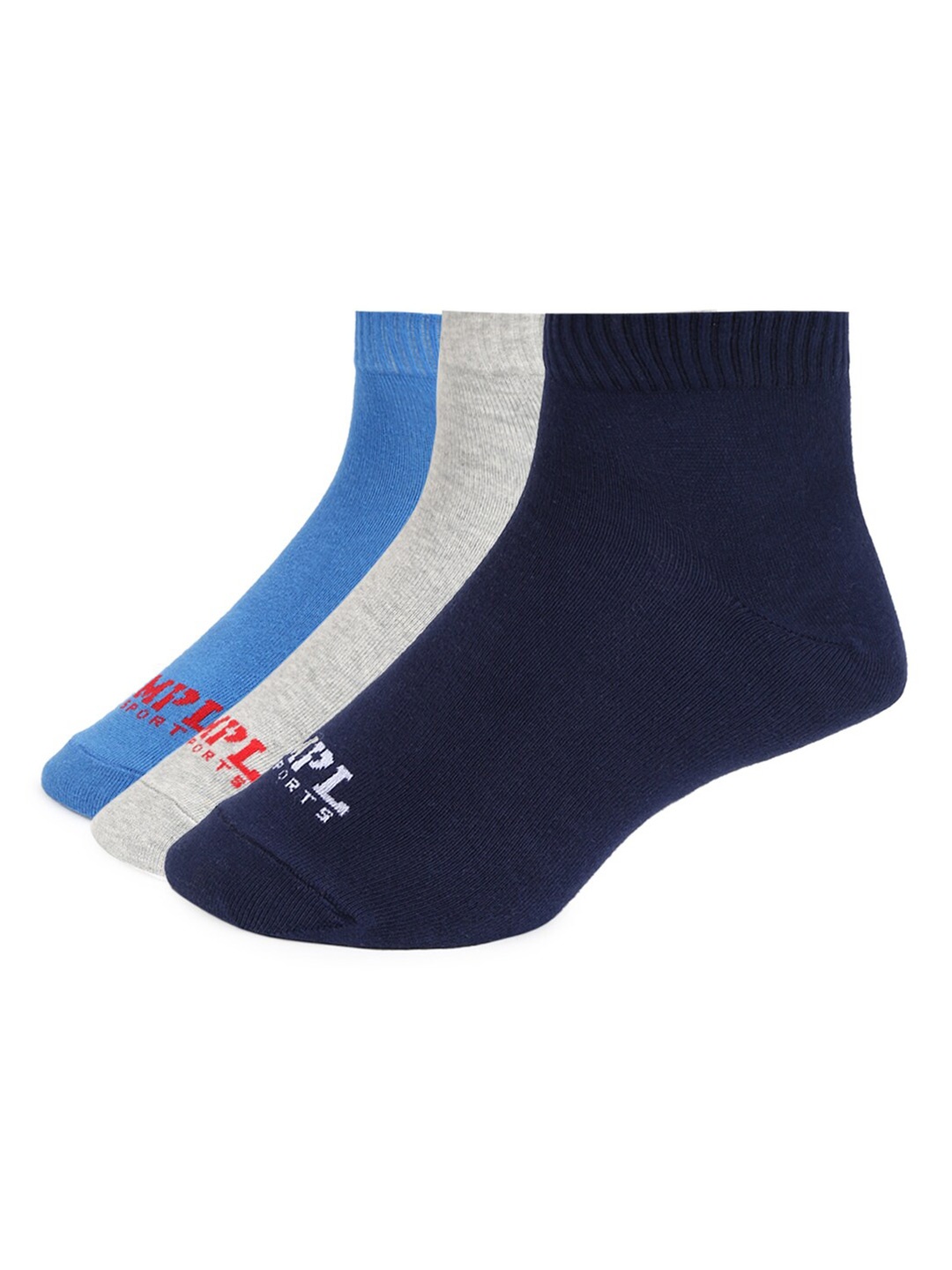 

MPL SPORTS Men Pack Of 3 Patterned Above Ankle Length Socks, Blue