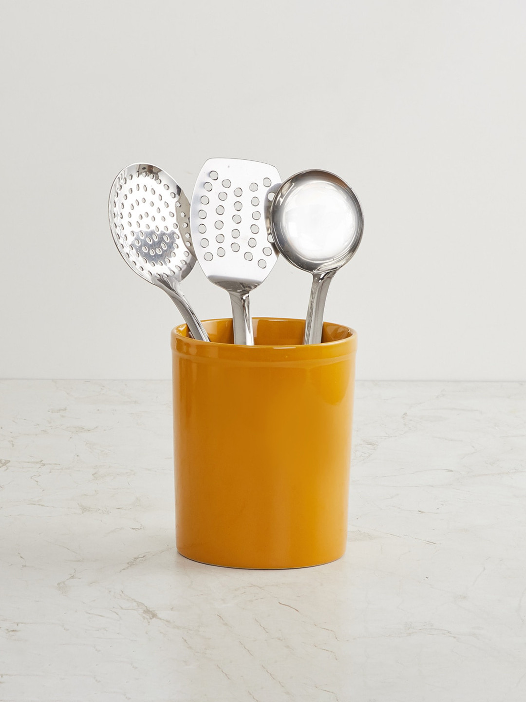 

Home Centre Yellow Solid Stoneware Utensil Holder