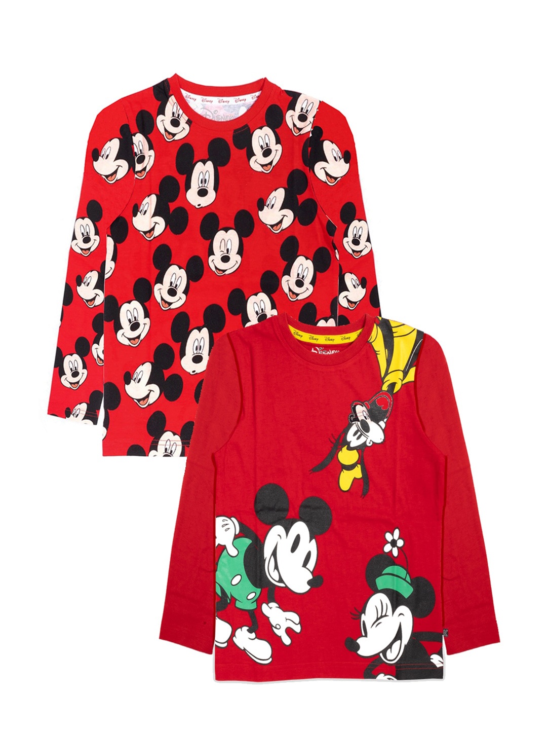 

KINSEY Boys Red Pack of 2 Mickey Mouse Printed Bio Finish Pure Cotton T-shirt
