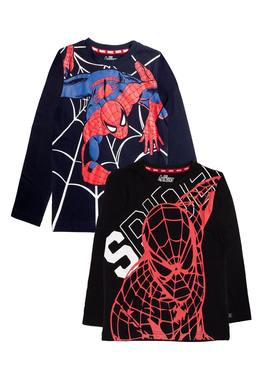 

KINSEY Boys Black 2 Spider-Man Printed Bio Finish Pockets T-shirt