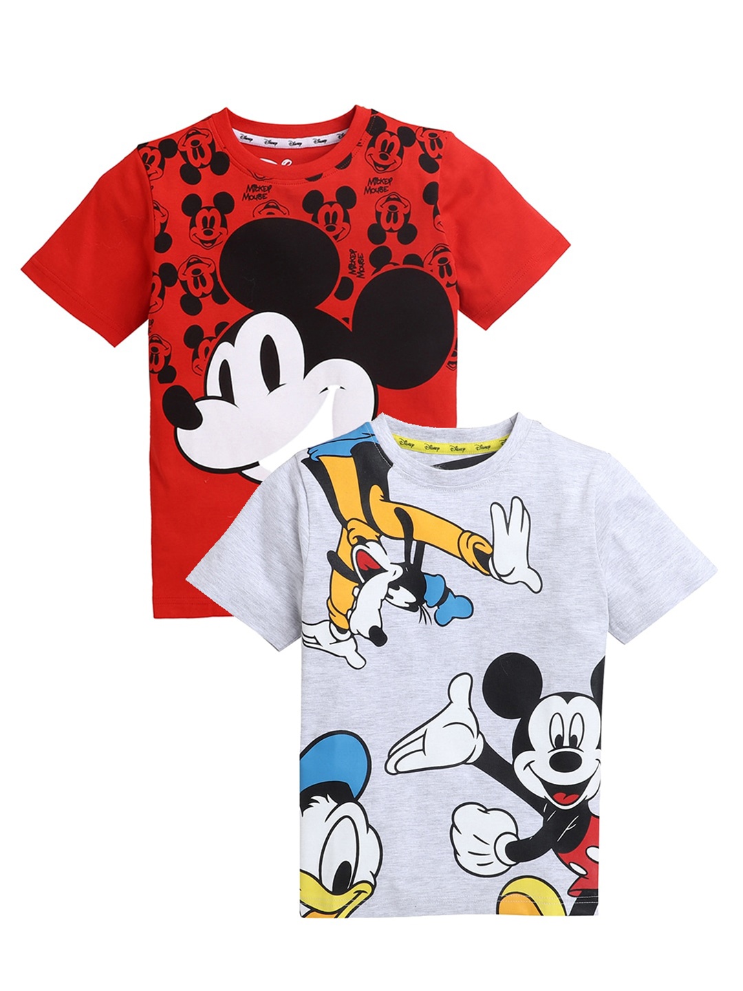 

KINSEY Boys Pack Of 2 Red & Blue Mickey Mouse Printed Bio Finish T-shirt
