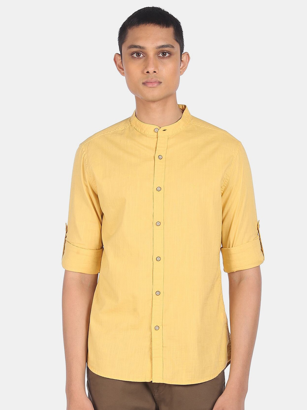 

Flying Machine Men Yellow Pure Cotton Casual Shirt