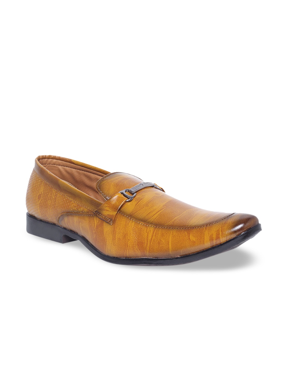 

MUTAQINOTI Men Tan Textured Formal Loafers