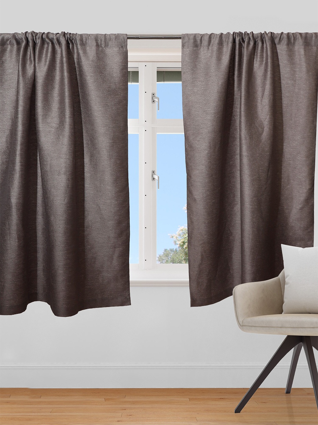 

ZEBA Grey Textured Window Curtain
