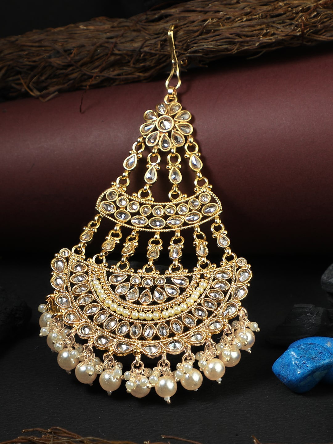 

Adwitiya Collection 24CT Gold-Toned Gold-Plated & Stone Studded Jewellery Set