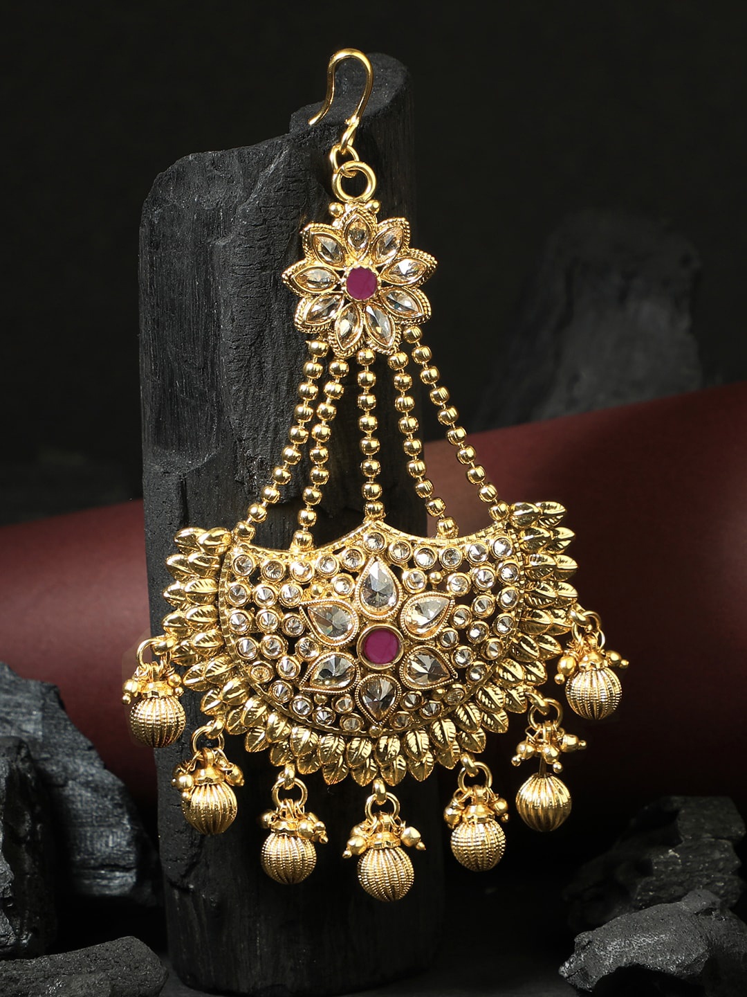 

Adwitiya Collection Gold-Plated & Stone-Studded Head Jewellery