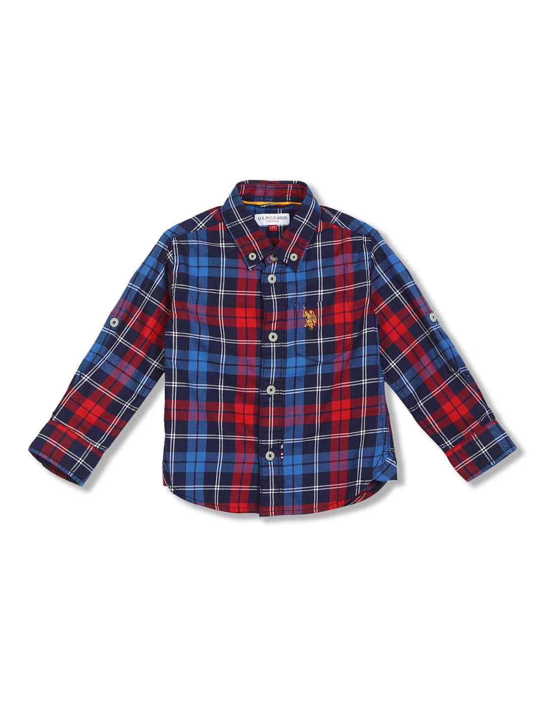 

U.S. Polo Assn. Kids Boys Blue Regular Fit Tartan Checks Checked Casual Shirt
