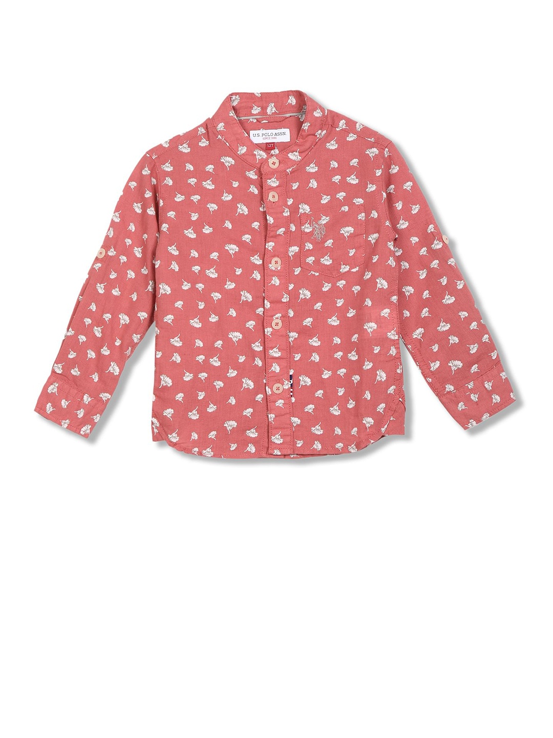 

U.S. Polo Assn. Kids Boys Pink Floral Printed Regular Fit Casual Shirt