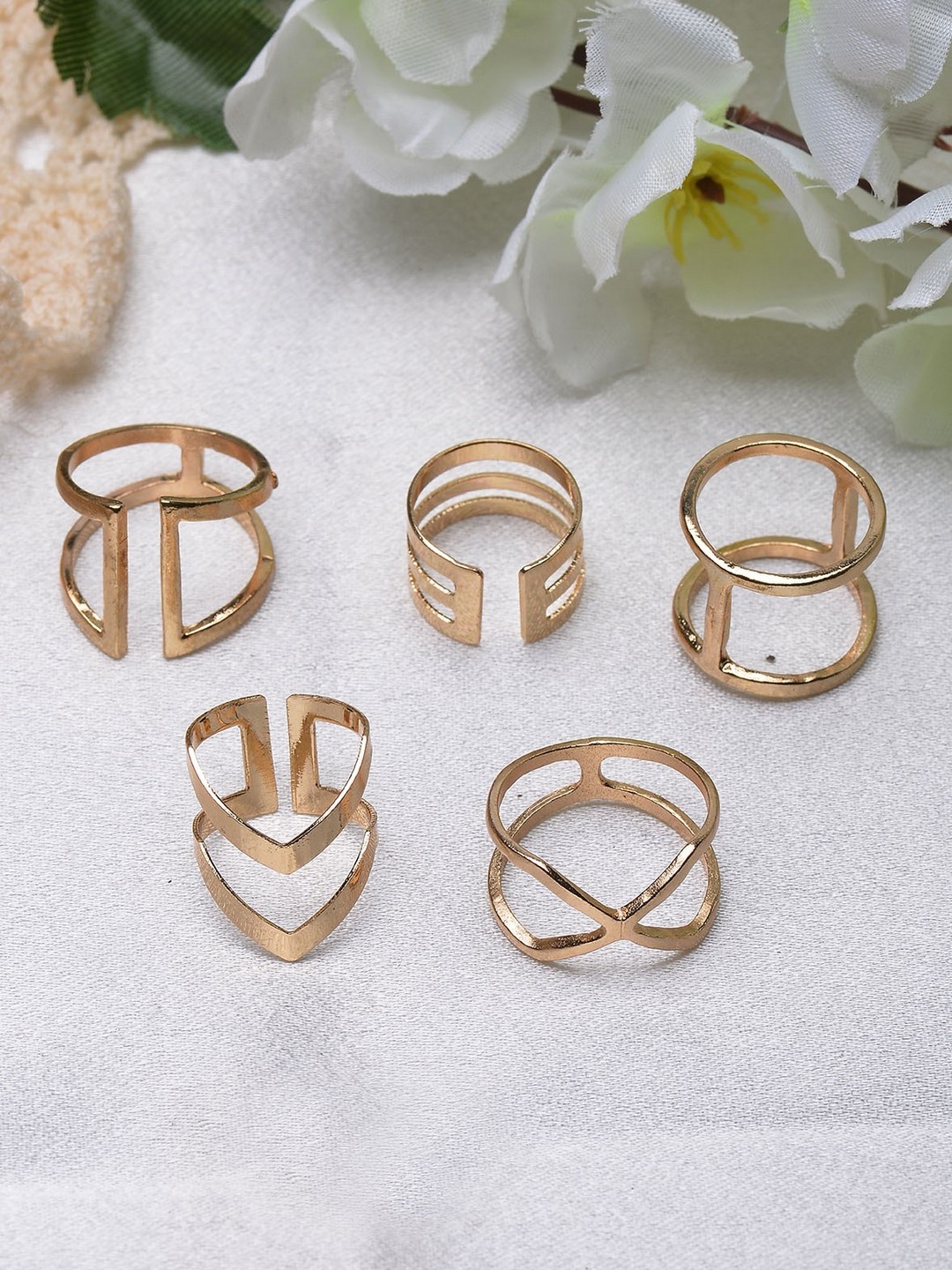 

POPLINS Set Of 5 Gold-Plated Finger Rings