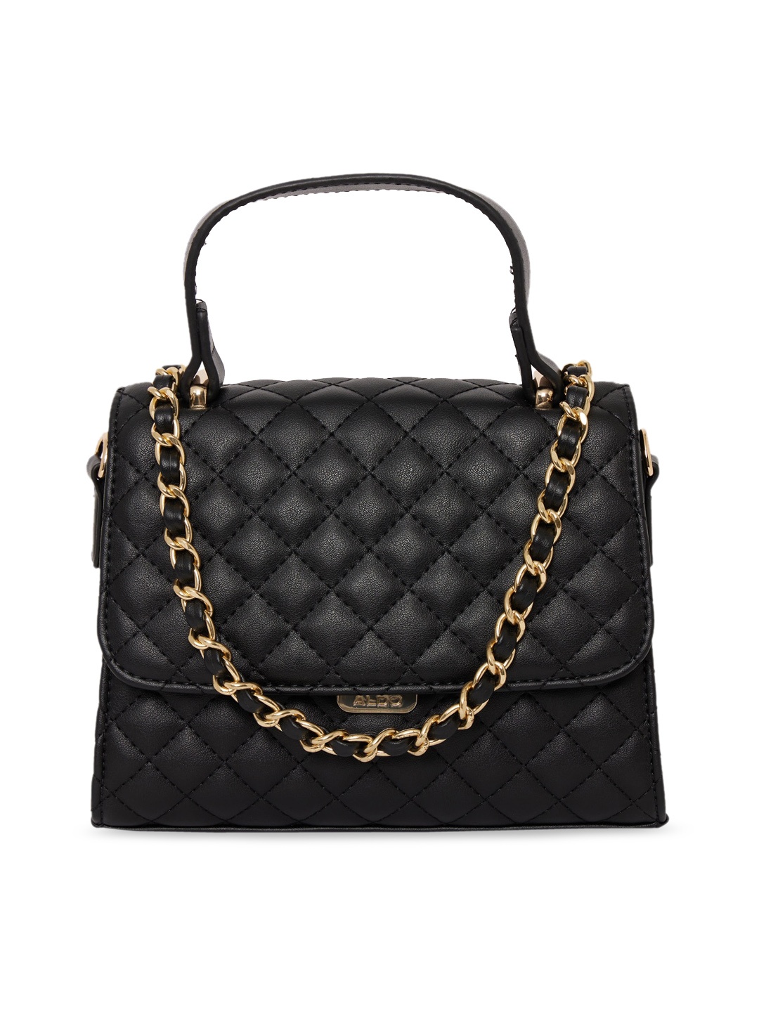 

ALDO Black Textured Structured Handheld Bag With Quilted Detail