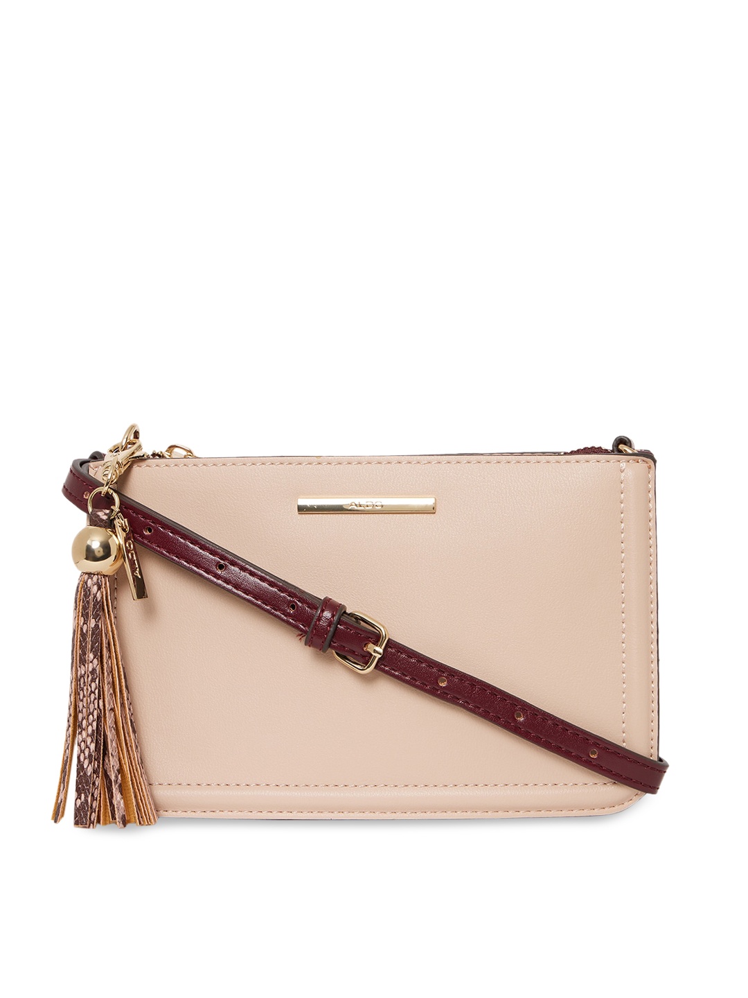 

ALDO Pink Structured Sling Bag with Tasselled