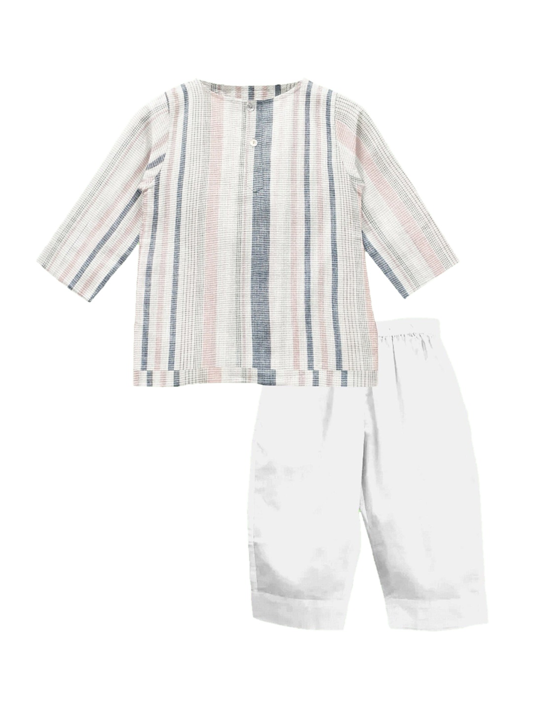 

THE BABY ATELIER Unisex Kids Grey & White Striped Night suit