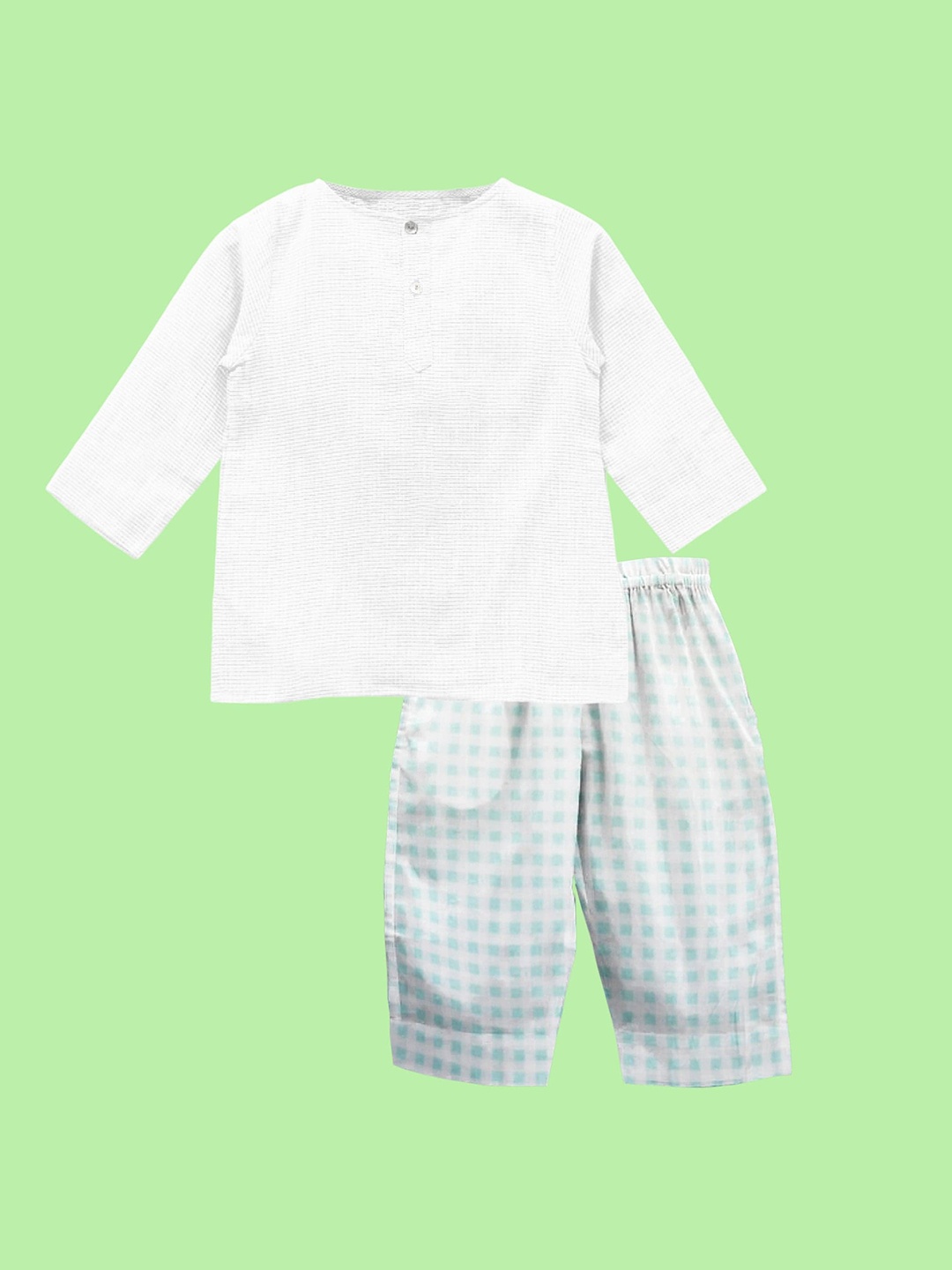 

THE BABY ATELIER Unisex Kids White & Green Night suit