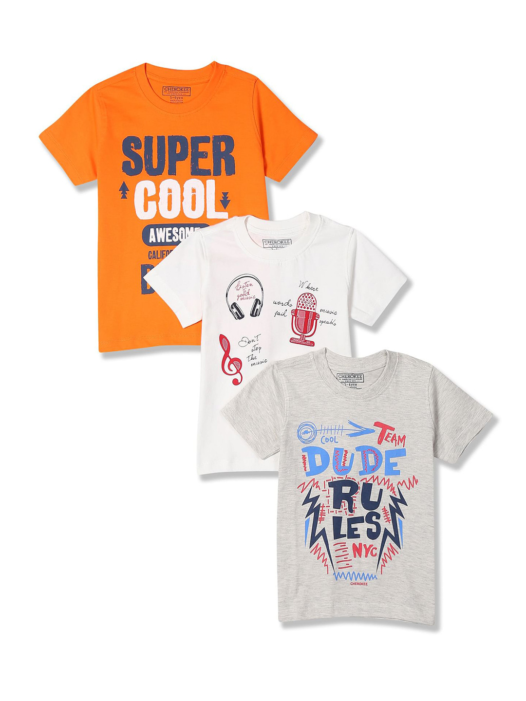 

Cherokee Boys Assorted Typography 3 Printed Applique T-shirt