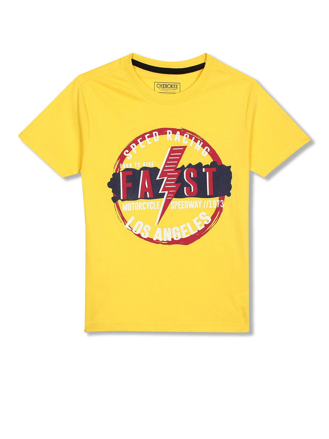 

Cherokee Boys Yellow Typography Pure Cotton Regular Fit Printed T-shirt